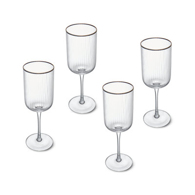 Mikasa Sorrento Ridged Crystal White Wine Glasses, 400ml