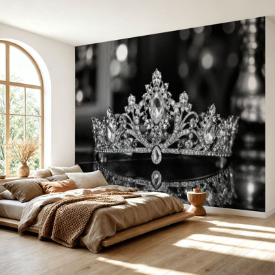 Papier peint adhésif et couronnes diadèmes de couronnes royales auto-adhésives, papier contact amovible, décoration murale pour salon, chambre à coucher H 69 po x l 96 po