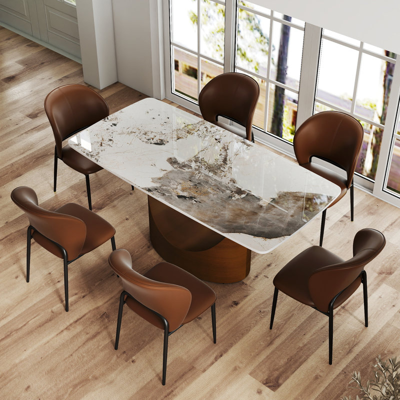 Ensemble de salle à manger à piédestal pour 6 personnes