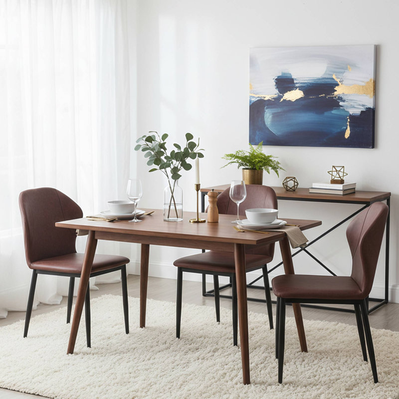 Chaise de salle à manger rembourrée avec structure en fer Steves, Mauve prune, Simple