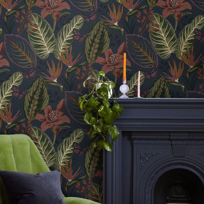 Envy Eden Floral Wallpaper, Navy