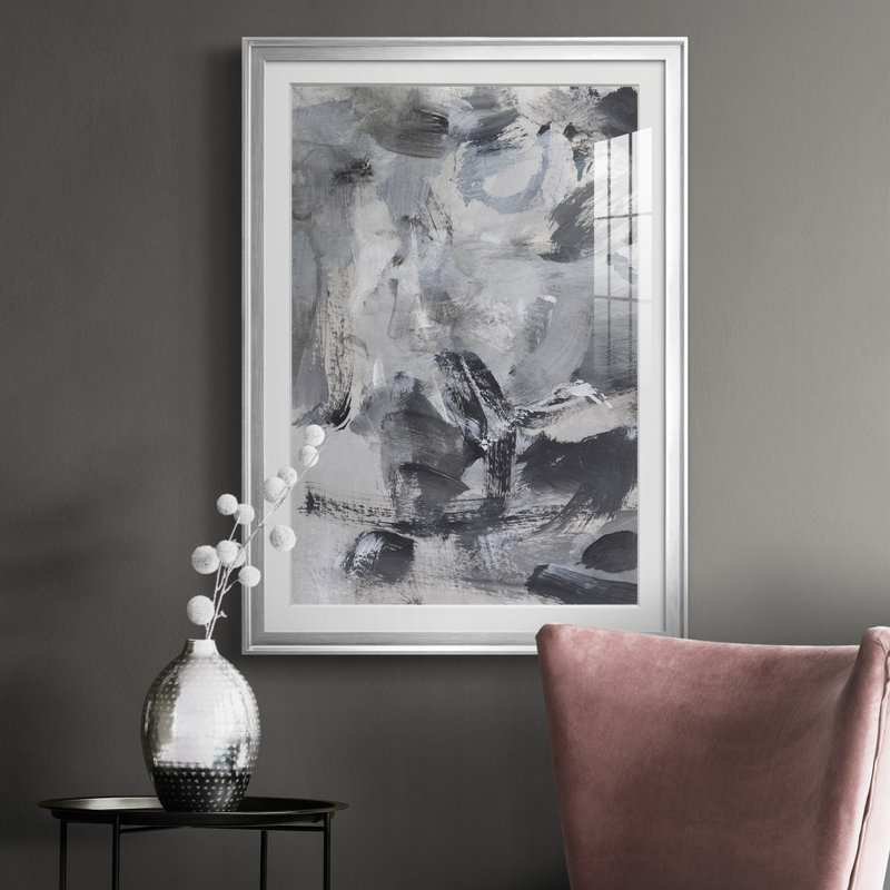 «Black & White Mix I» - reproduction de cadre photo, H 36,5 po x l 26,5 po x P 1 po, Cadre argenté