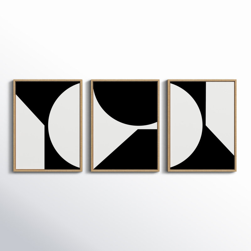 Minimal Max Mod Set by The Creative Bunch Studio Framed Canvas Wall Art Set, Natural Framed