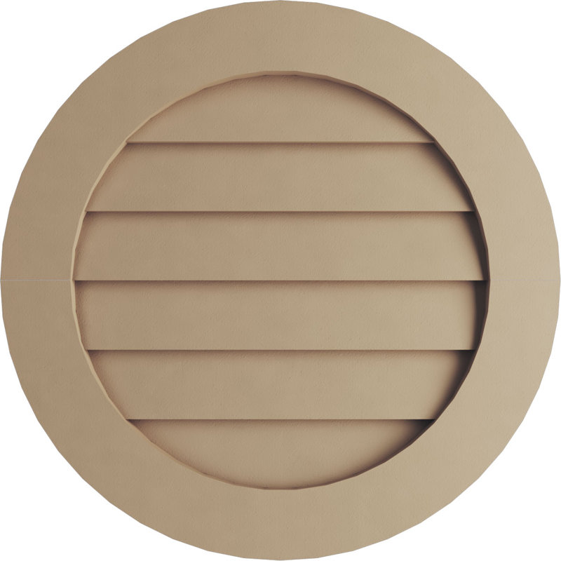 Timberthane Round Faux Wood Non-Functional Gable Vent, Primed Tan, 1" H x 18" W x 18" L, Rustic Smooth