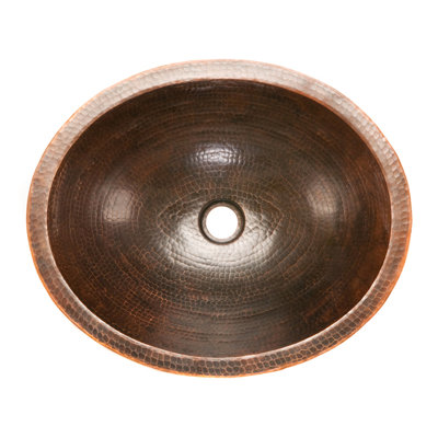 18" Oval Skirted Vessel Hammered Copper Sink