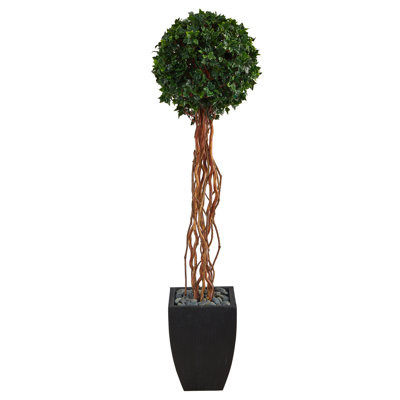 64 po Arbre topiaire artificiel en forme de lierre anglais en pot noir résistant aux rayons UV (intérieur / extérieur)