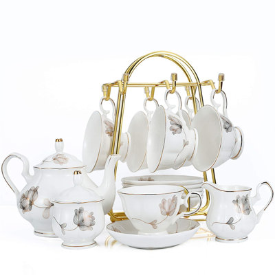 DNGJU 30.7oz. Floral Teapot Set