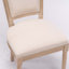 Ensemble de 2 chaises de salle à manger style français avec structure en bois massif et dossier carré en lin, crème