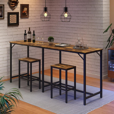 70.9" 3 Piece Counter Height Bar Table and Chairs Set, Dining Table with 2 Stools, Kitchen Furniture for Home, Restaurant & Bar