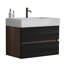 Meuble-lavabo mural 30 po avec lavabo en quartz d'ingénierie et tiroirs noirs doux, meuble-lavabo mural flottant pour salle de bain moderne, une pièce blanc brillant
 Bassin, KD