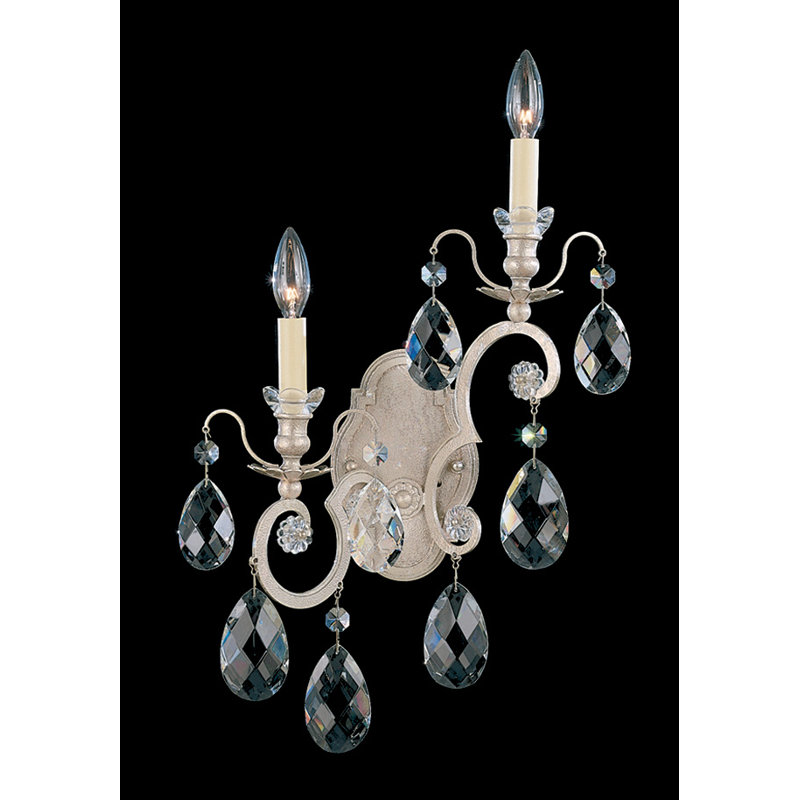 Renaissance 2 - Light Candle Wall Light, Handcut Clear, Left, Black