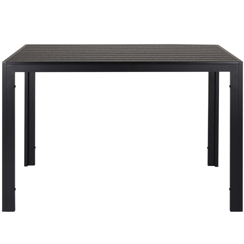 Garden Table With Aluminium Frame, 110 X 70 Cm, Wpc Balcony Table, Weatherproof, Rectangular Patio Table, Outdoor Dining Table, Heat And Weather Resistant, Non-slip, Black