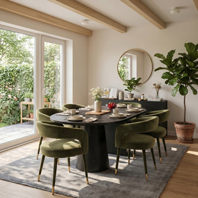 Ensemble de table de salle à manger extensible Modern 47 "à 83" avec chaises rembourrées en velours