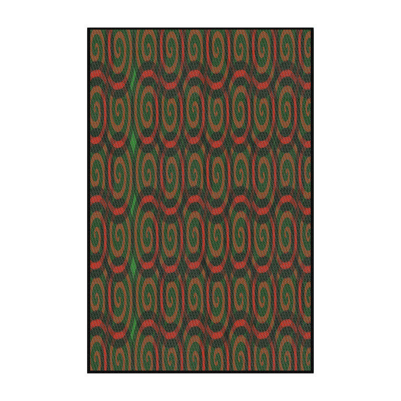 Tapis décoratif vert géométrique, Rectangle 5 pi x 7 pi