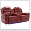 Causeuse de cinéma maison inclinable manuelle avec rangement escamotable, porte-gobelets et bande lumineuse à DEL pour le salon