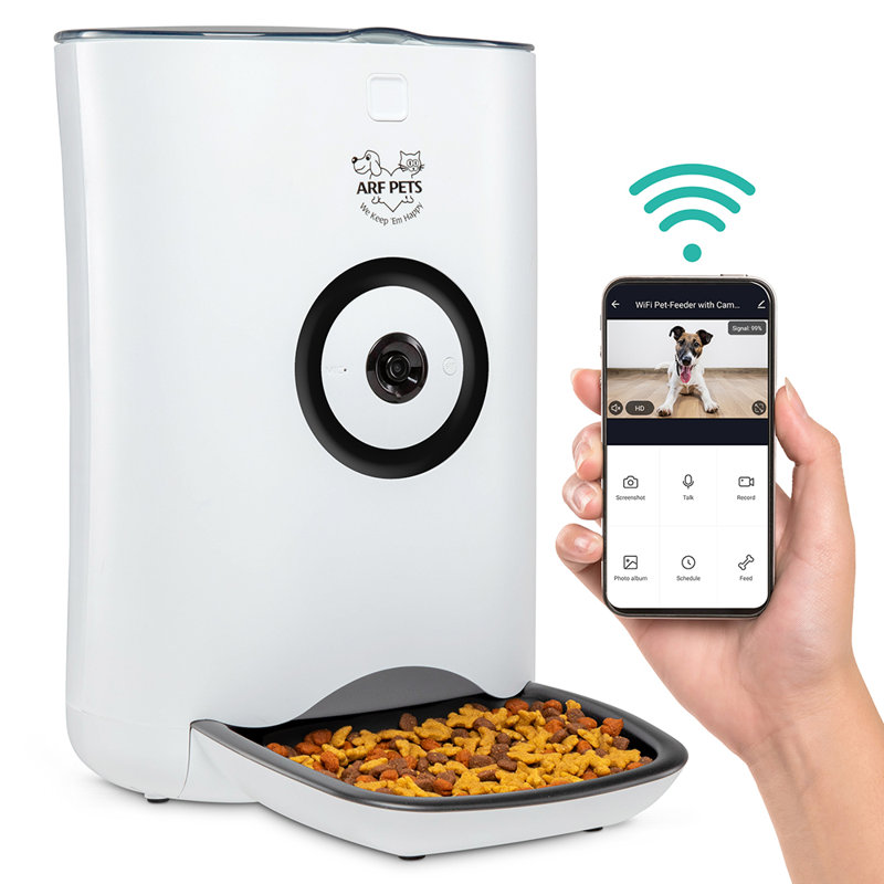 White Wi-Fi Automatic Pet Feeder with Camera