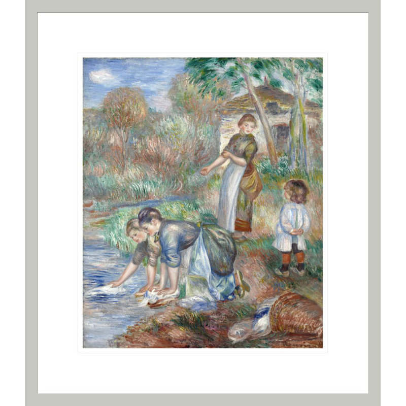 «Washerwomen» Pierre-Auguste Renoir - Impression giclée encadrée, 20,27 po H x 17,75 po L