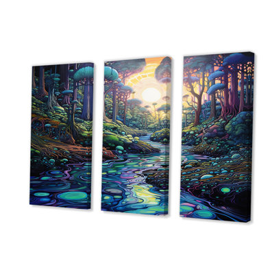 Fantaisie, forêt colorée, ensemble de salon mural Art Couple