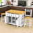 Kitchen Island with 2 Matching Bar Stools, Built-in Outlets and Ample Storage-1908676550