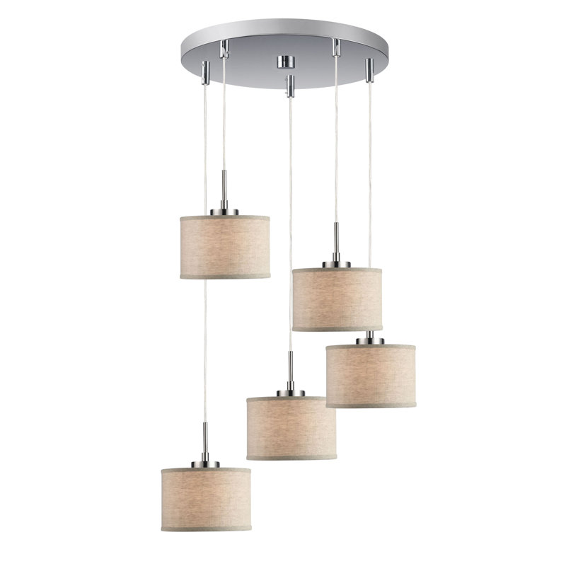 Ensemble de luminaires suspendus 5 lumières Melnik, Gris, Nickel