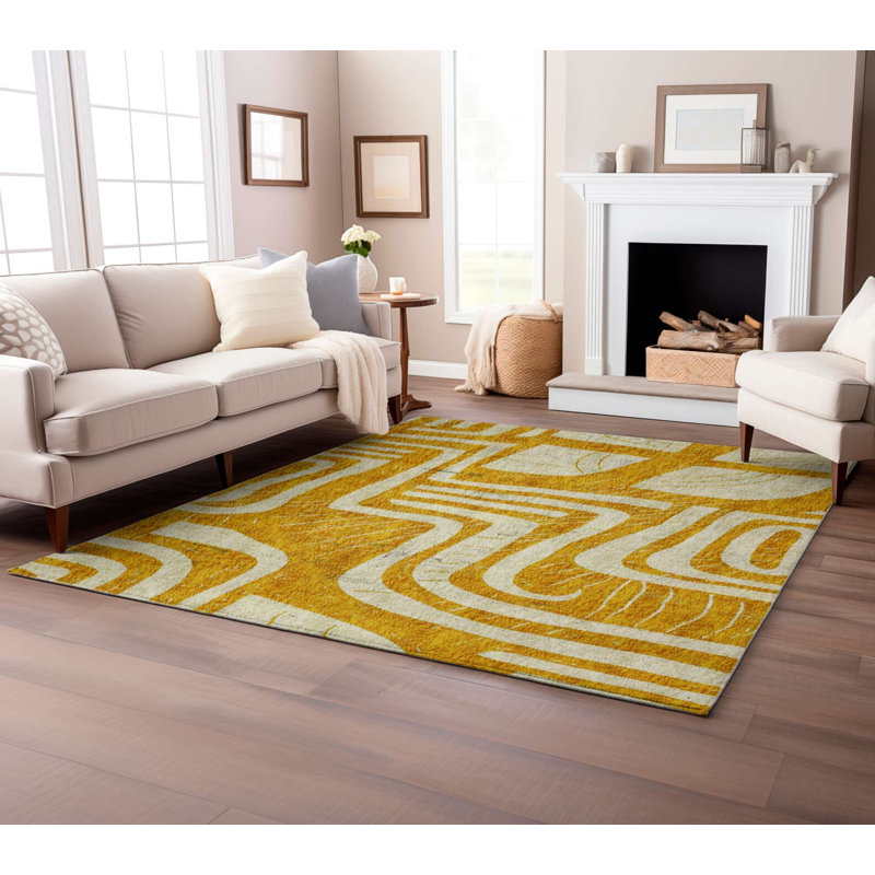 Luxurious Area Rug (3.3 x 5.9 Feet), 60% Cotton & 40% Polyester, 1100 g/m² | Non-Slip Cotton Underside, Machine Woven, Digital Print | No Pile, 0.3 in Sponge & 0.2 in Felt Thickness | Washable at 86°F | Perfect for Living Room & Bedroom