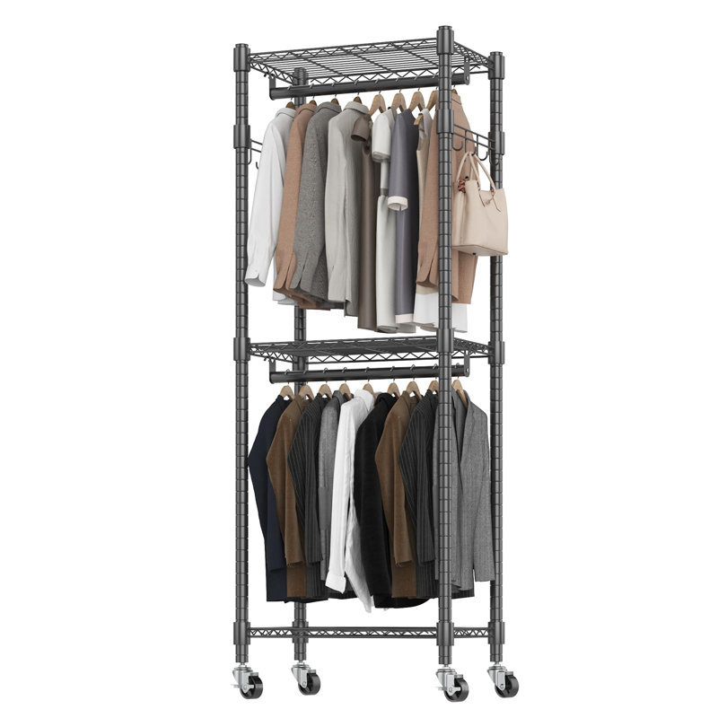 Hico 24'' Metal Rolling Clothing Rack, Black