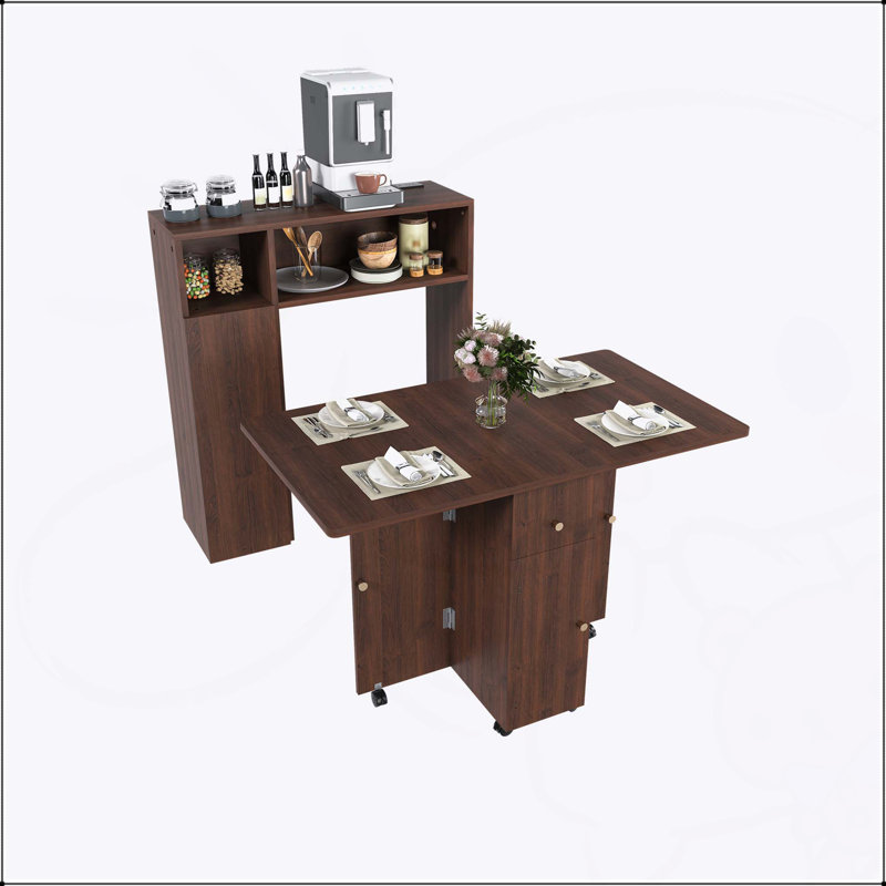 Table de salle à manger pliante multifonctionnelle avec buffet mural et rangement pour petits appartements, peu encombrante et polyvalente