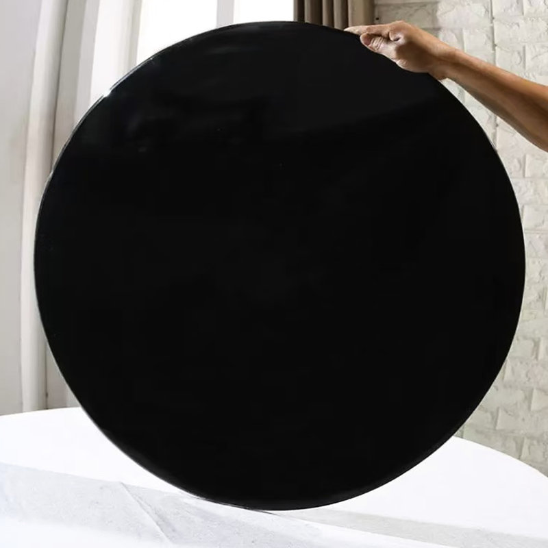 Table ronde en verre trempé de 35,4 po d'épaisseur 3/8 po pour l'élégance latérale, H 0,38 po x l 35,74 po x P 35,66 po, Noir