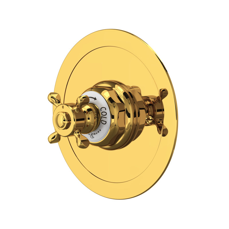 Edwardian™ Era 3/4" Round Thermostatic Trim without Volume Control, Unlacquered Brass