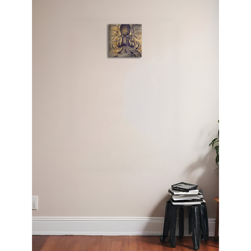 Pieuvre - impression sur toile tendue, H 12 po x l 12 po x P 1,5 po