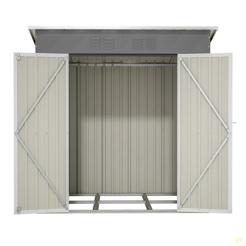 10'X4' Outdoor Metal Storage Shed For Garden Tools Lockable Door With Floor Frame