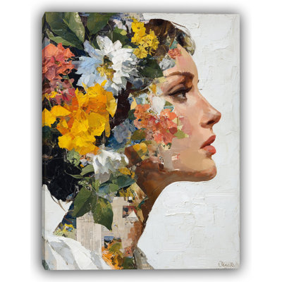 Golden Garden Bloom – Woman with Blossoming Hair Wall Art