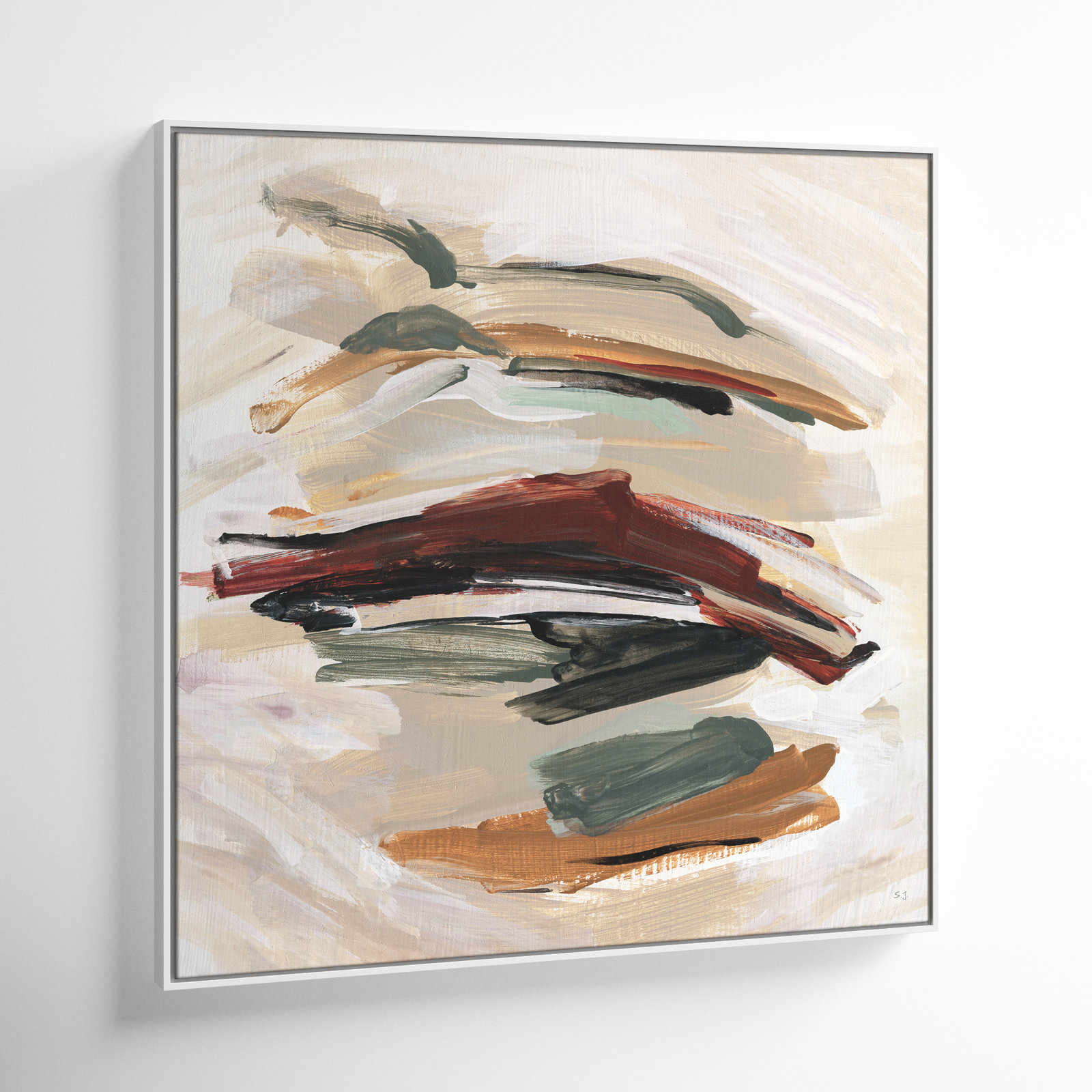 Carmina "Spring Shadows" Painting by Susan Jill, 37.5" H x 37.5" W, White 