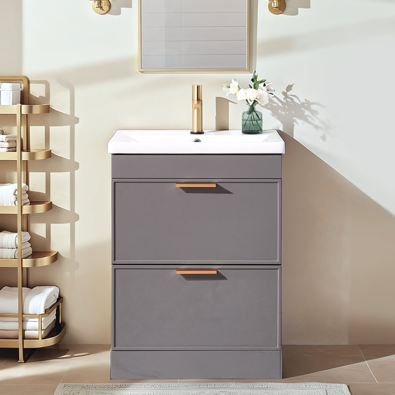Ensemble de meuble-lavabo simple 24 po Modern, Gris