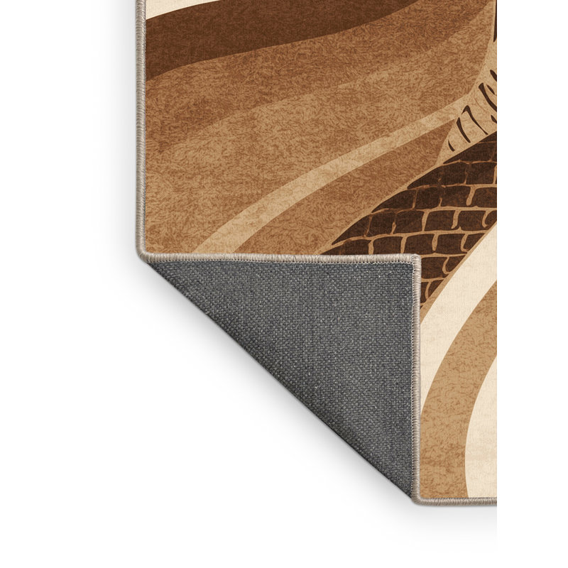 Tapis moelleux moelleux et moelleux à motif d'arc moderne Viper en brun et beige Batheaston, 5 x 7