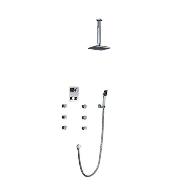 Système de douche carrée à finition chromée avec douche à main Juno