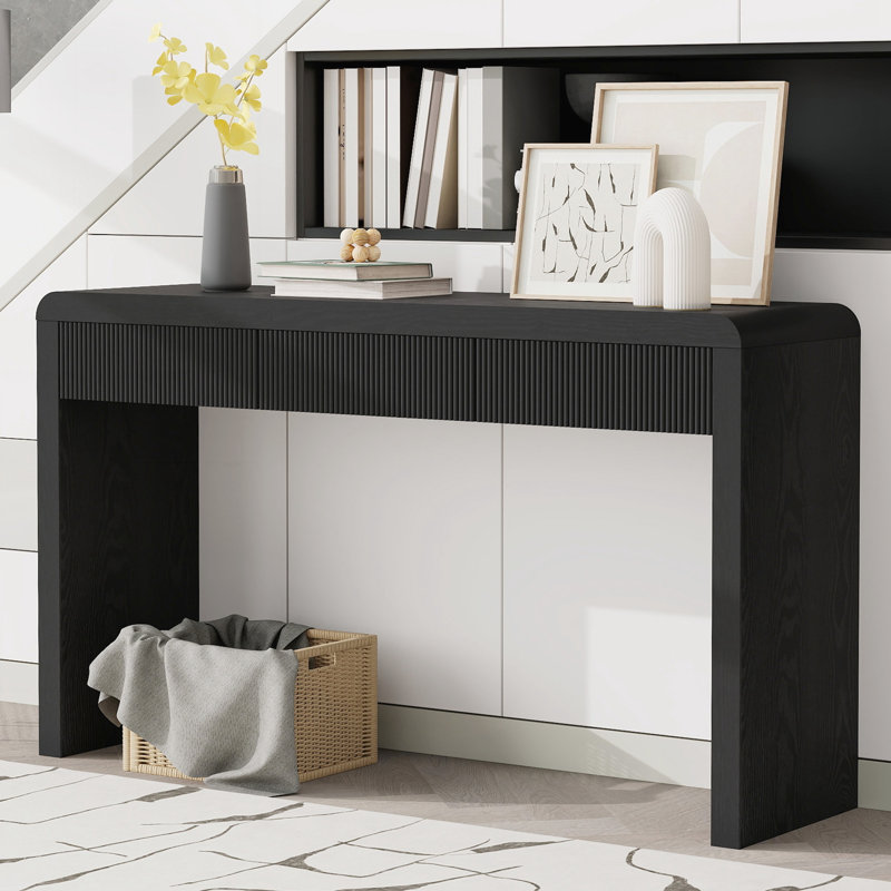 Console avec 3 tiroirs cannelés, Black