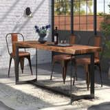 Kenmore Acacia Solid Wood Top Metal Base Dining Table