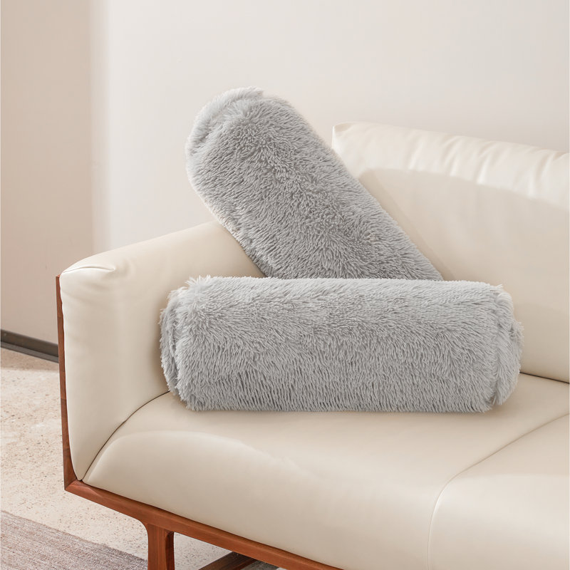 Faux Fur Reversible Throw Pillow, Silver