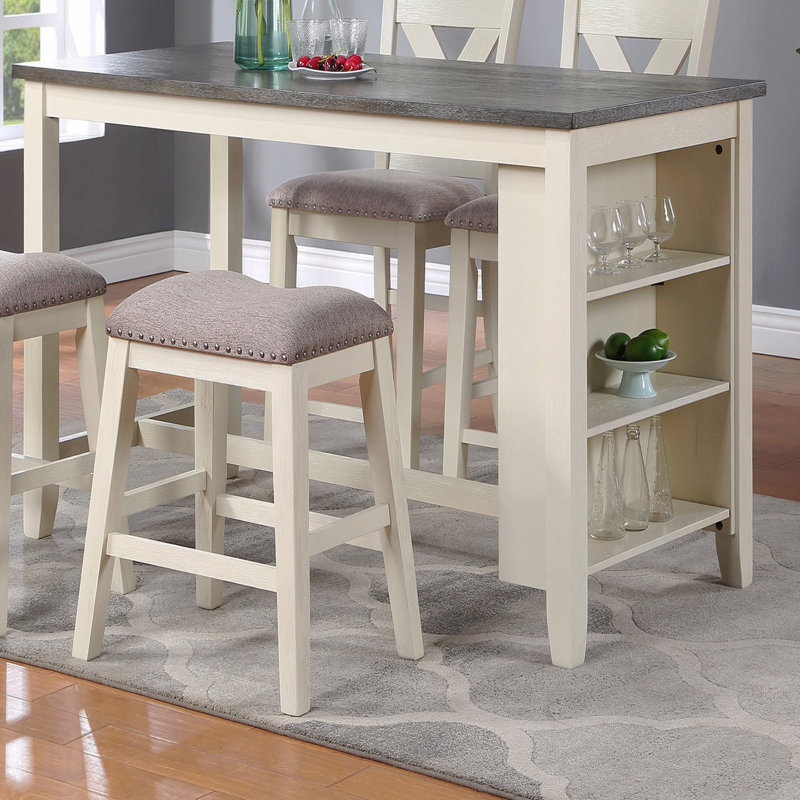 Table de salle à manger à hauteur de comptoir moderne moderne, Blanc cassé