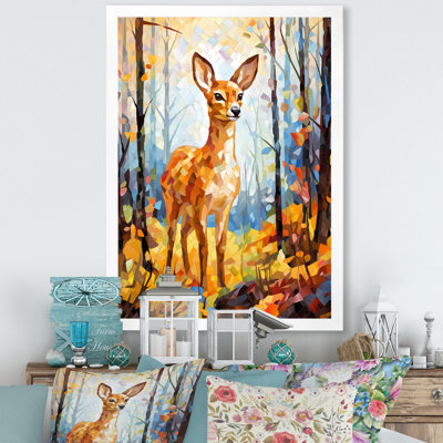 «Deer Mosaic Forest Wildlife», reproduction sur toile