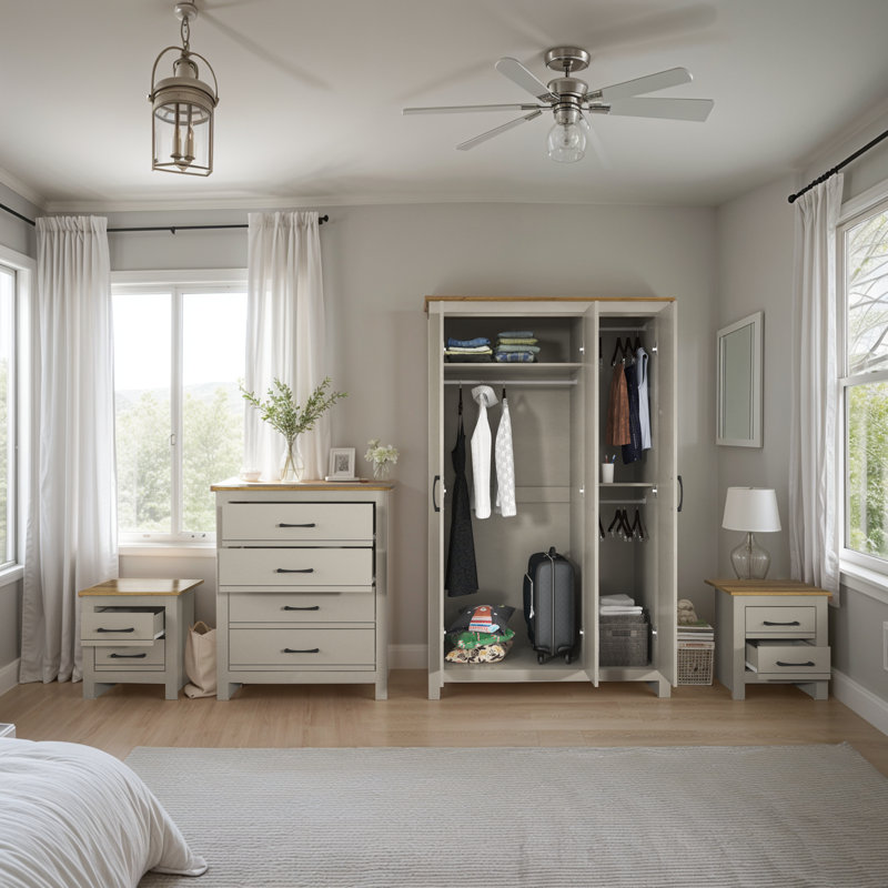 Limestone 4 Piece Bedroom Set, Light Grey