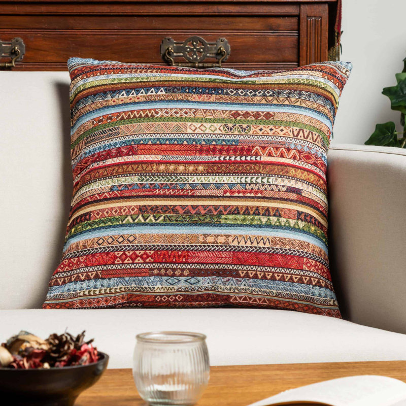 Meridian Stripe Tapestry Cushion in Spice, 43x43cm, Cover only
