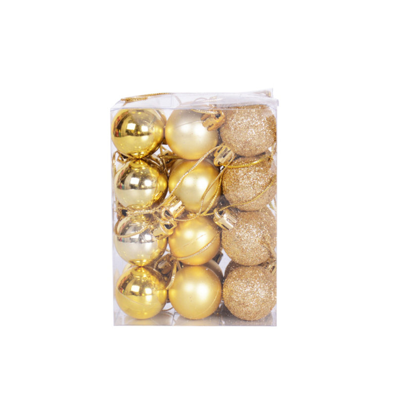 Ornement 24 boules en plastique, Or