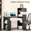 Bureau à domicile moderne HOMcom avec tablettes de rangement à 6 niveaux, table d'écriture avec bibliothèque de 47 po-922023236-922023234