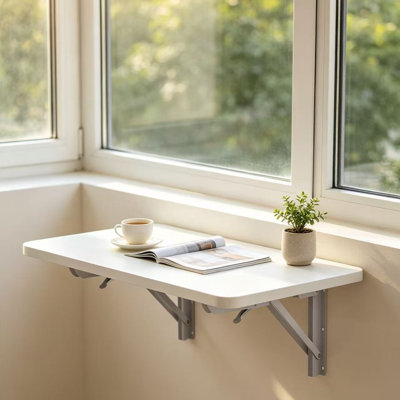 Space-saving Floating Wall-Mounted Rectangular Fold-Down Table