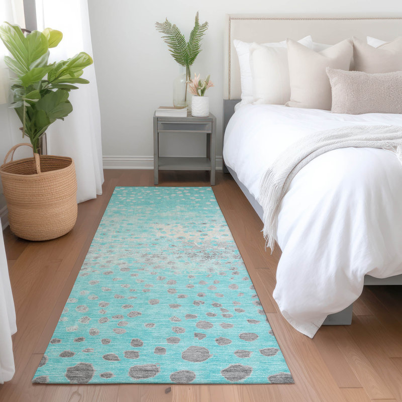 Red Flat Woven Synthetic Washable Runner Rug 2'3" x 7'6"
