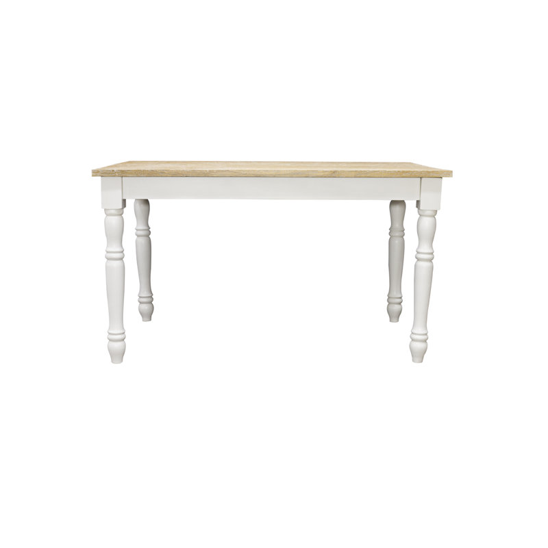 Roseline Pine Solid Wood Dining Table, Antique White, 79 cm H x 140 cm W x 90 cm D