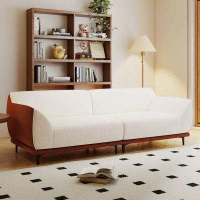 Canapé rembourré 86,61 po avec tissu, coussin en mousse haute densité, structure en bois massif et pieds en métal 86,61 po