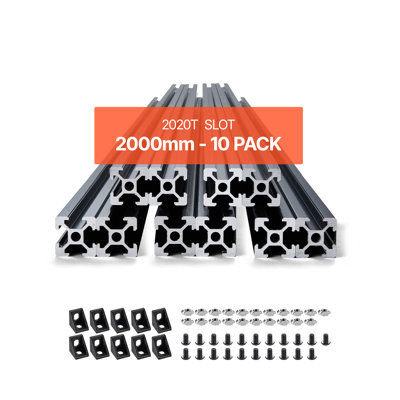 Profilé en aluminium extrudé 2020 à rainure en T de 1 000 mm (39,4 po), rail linéaire anodisé conforme à la norme européenne, rail en aluminium extrudé haute résistance pour imprimante 3D, machines CNC, gravure laser, noir